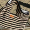 Seafolly Raffia Stripe Basket Bag Natural/Black Hot