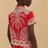 Farm Rio Palm Tree Shirt Red Hot