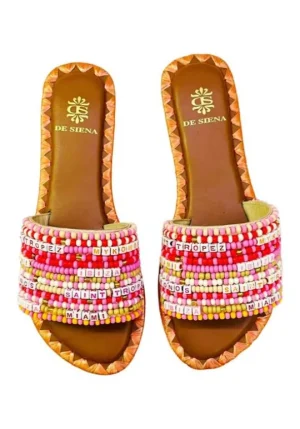 De Siena Resort Beaded Sandals Orange New