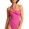 Seafolly Sash Halter Swimsuit Hot Pink Fashion