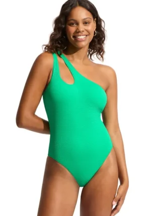 Seafolly Seadive One Shoulder Keyhole Swimsuit Jade Sale