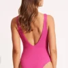 Seafolly Seadive V Neck Swimsuit Pink Fashion