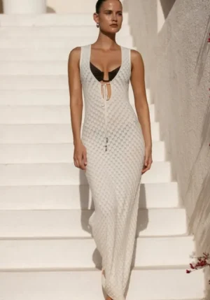 Away That Day Seychelles Crochet Dress Ivory Sale