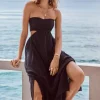 Sea Level Sunset Bandeau Dress Black Hot