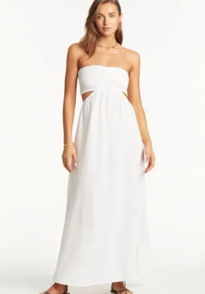 Sea Level Sunset Bandeau Dress White Clearance