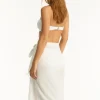 Sea Level Sunset Frayed Sarong White Clearance