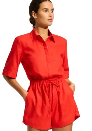 Seafolly Sunside Playsuit Flame Fashion