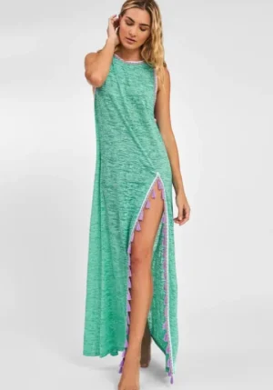 Pitusa Tassel Slit Dress Mint Hot