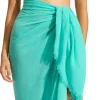 Seafolly Textured Cotton Beach Sarong Aquatic AquaticBlue Outlet