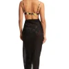 Seafolly Textured Wrap Sarong Black Clearance