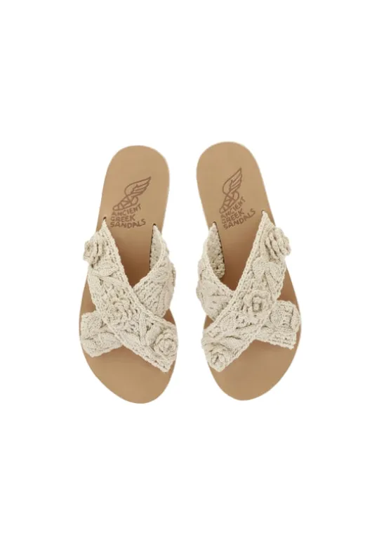 Ancient Greek Sandals Thais Crochet Sandals Beige Discount