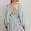 Greek Archaic Kori Triangle Long Sleeve Mini Dress Grey Hot