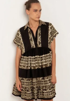 Greek Archaic Kori Triangle Mini Dress Black Black/Gold Sale