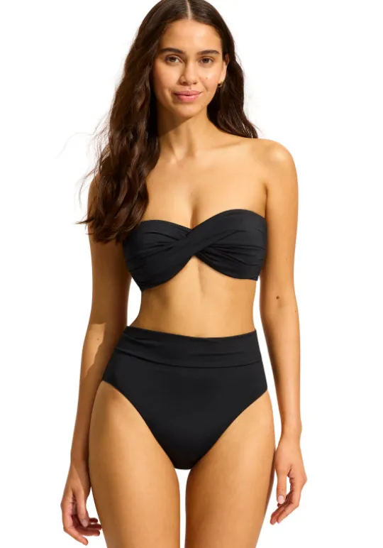 Seafolly Twist Bandeau High Waist Bikini Black Outlet