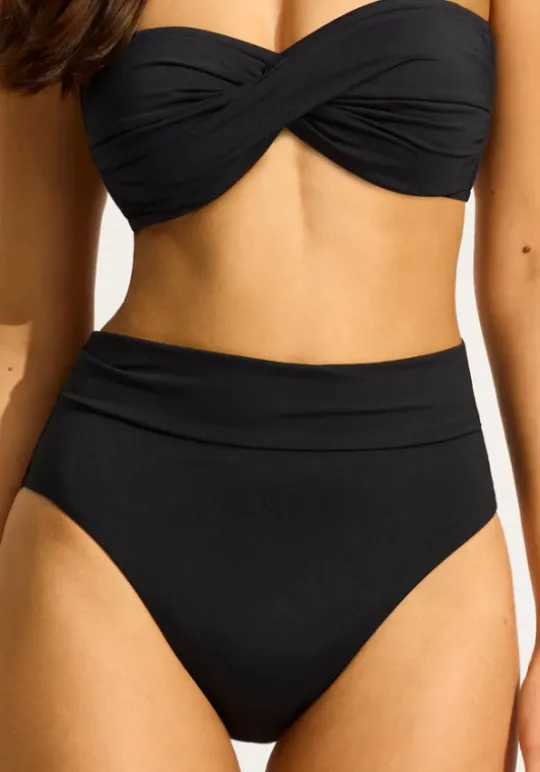 Seafolly Twist Bandeau High Waist Bikini Black Outlet
