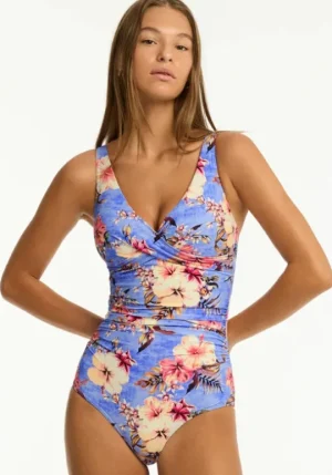 Sea Level Twist Front Swimsuit Blue Hawaii Hot