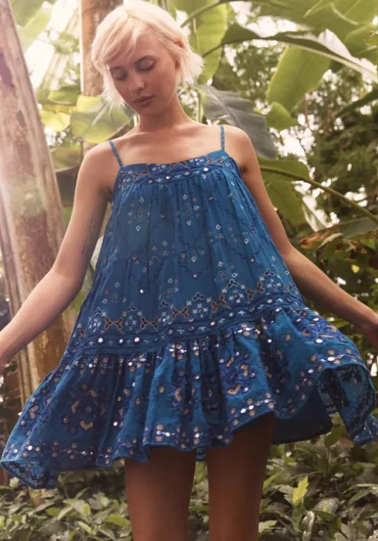 Juliet Dunn Wave Dress Mosaic Peacock Hot