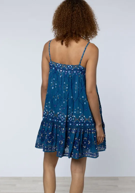 Juliet Dunn Wave Dress Mosaic Peacock Hot