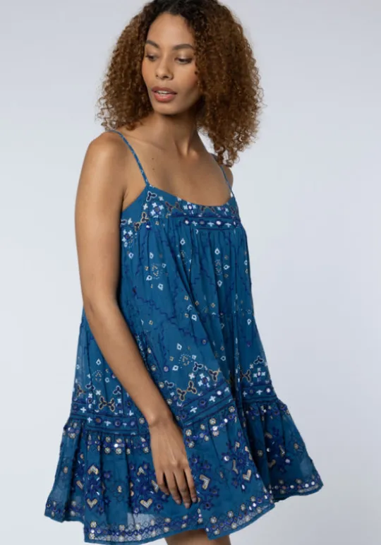 Juliet Dunn Wave Dress Mosaic Peacock Hot