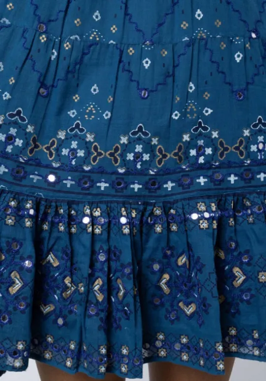 Juliet Dunn Wave Dress Mosaic Peacock Hot